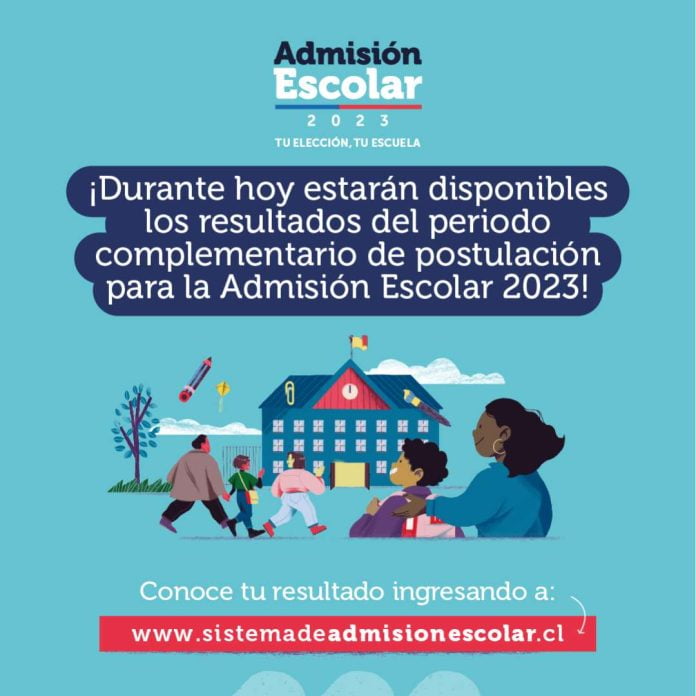 Admisión Escolar 2023 resultados de las postulaciones al periodo complementario e inicio del periodo de matrículas