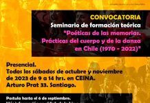 Convocan a participar en el seminario "Poéticas de las memorias. Prácticas del cuerpo y de la danza en Chile (1970 - 2022)"