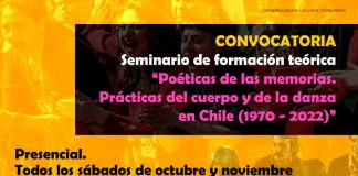 Convocan a participar en el seminario "Poéticas de las memorias. Prácticas del cuerpo y de la danza en Chile (1970 - 2022)"