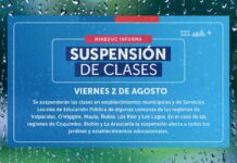 Reporte Mineduc: Se informa suspensión de clases para el viernes 2 de agosto por sistema frontal (actualizado a las 21:00 horas)