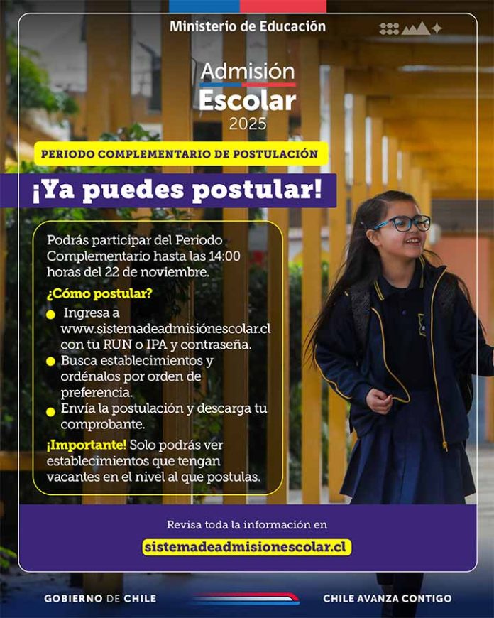 SAE 2025 | Sistema de Admisión Escolar: comienza el Período Complementario de postulación a colegios