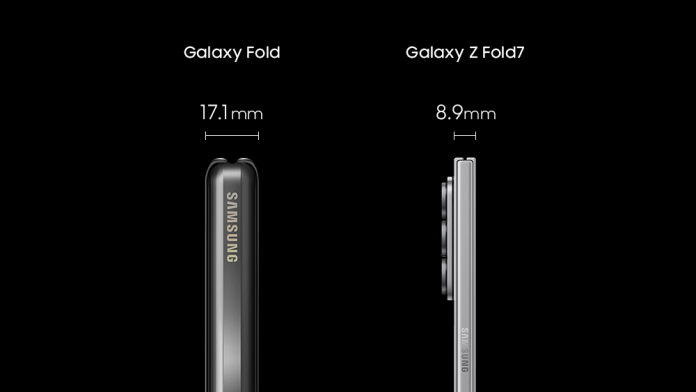 De 17,1 milímetros a 8,9 milímetros: el camino hacia una reducción del 48% en el grosor móvil Samsung Mobile Galazy Z Fold series Galaxy-Z-Fold7-History-Behind-Thickness_main1F De 17,1 milímetros a 8,9 milímetros: el camino hacia una reducción del 48% en el grosor móvil Samsung Mobile Galazy Z Fold series Galaxy-Z-Fold7-History-Behind-Thickness_main1F