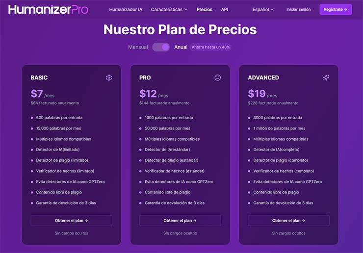 Plan de Precios HumanizerPro.ai