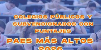 Colegios públicos y subvencionados con puntajes PAES más altos, mejores colegios públicos PAES 2026