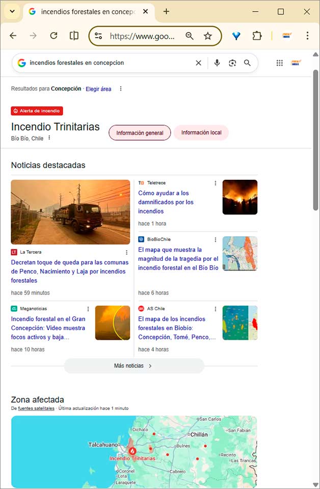 Cómo hacer seguimiento de incendios forestales en Chile con Google Maps y en el Buscador Cómo hacer seguimiento de incendios forestales en Chile con Google Maps y en el Buscador