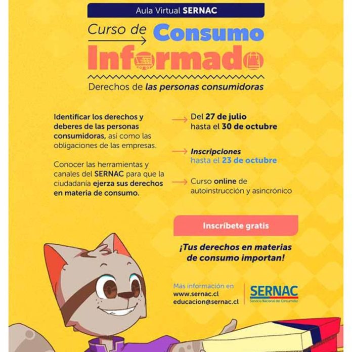 SERNAC INVITA A LA CIUDADANÍA A PARTICIPAR EN SU CURSO ONLINE GRATUITO SOBRE DERECHOS DE LAS PERSONAS CONSUMIDORAS