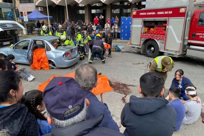 simulacro de colisión vehicular transforma la plaza de armas en un escenario de aprendizaje y prevención