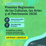 Todo listo para la entrega de los Premios Regionales de las Culturas, las Artes y el Patrimonio 2026 Todo listo para la entrega de los Premios Regionales de las Culturas, las Artes y el Patrimonio 2026 (1)